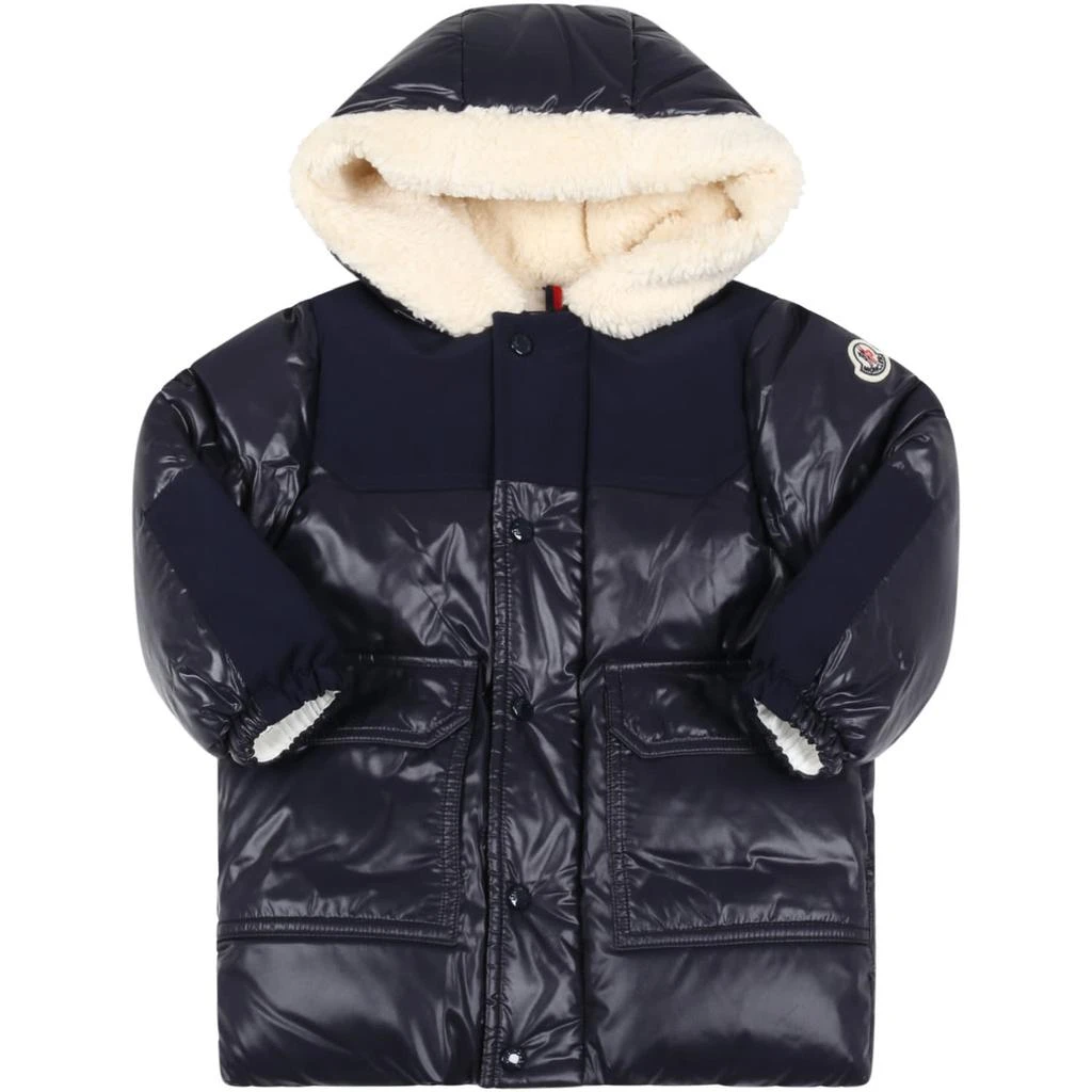 商品Moncler|Blue comil Jacket For Baby Boy With Patch Logo,价格¥1678,第1张图片