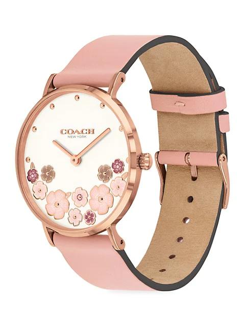 Perry Rose Goldtone Leather Strap Watch商品第3张图片规格展示