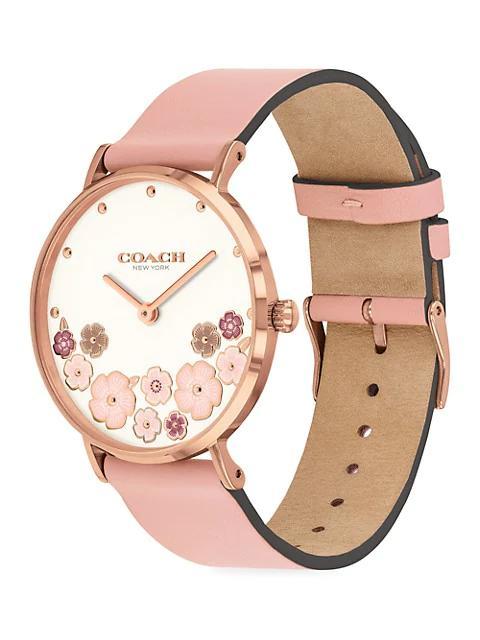 商品Coach|Perry Rose Goldtone Leather Strap Watch,价格¥899,第5张图片详细描述