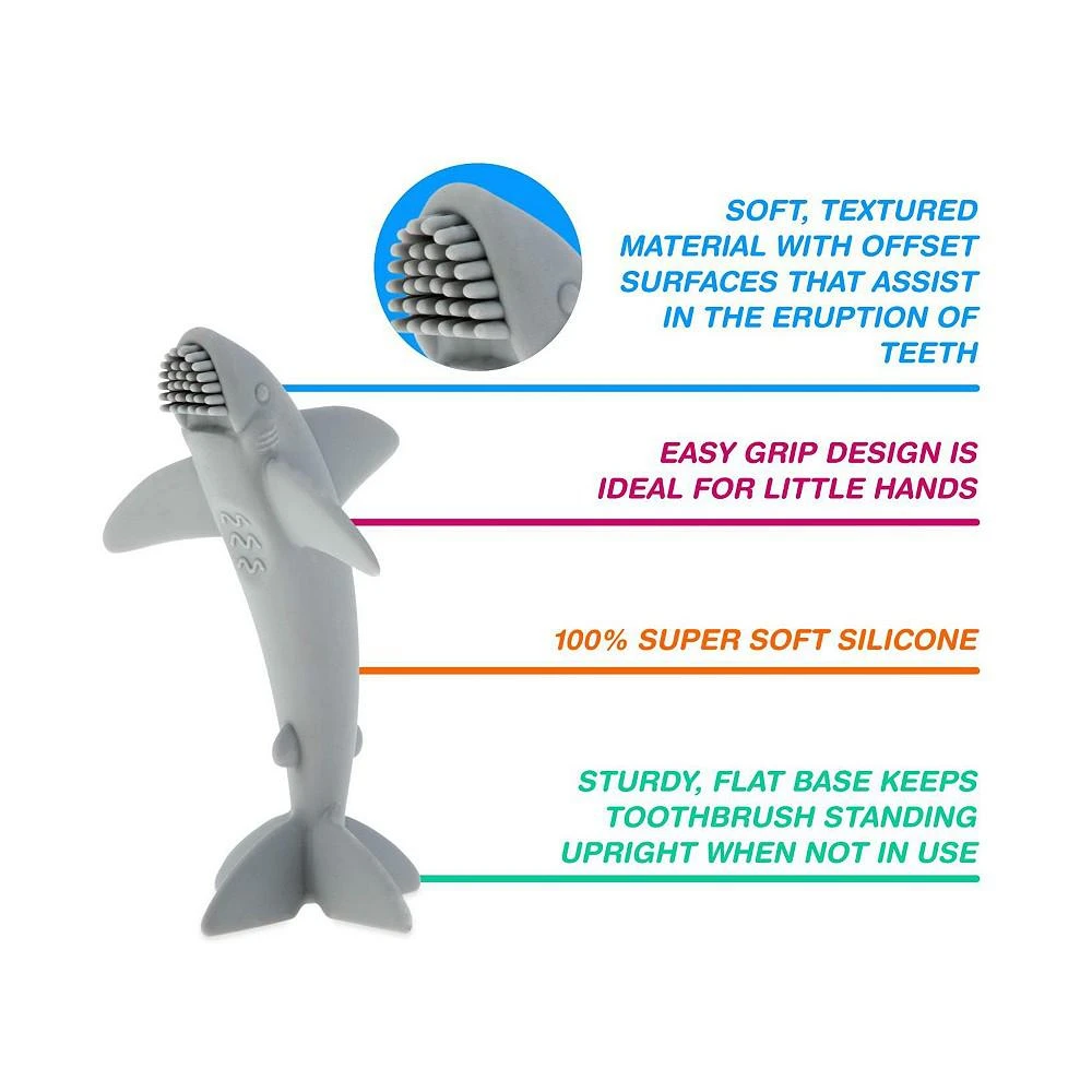 商品Nuby|Grooming Lil Shark Massaging Toothbrush, Gray,价格¥94,第2张图片详细描述