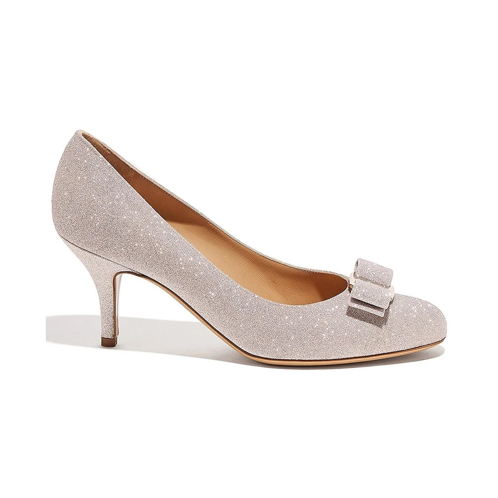 商品Salvatore Ferragamo|SALVATORE FERRAGAMO 女鞋裸粉色牛皮亮闪蝴蝶结高跟鞋 01-B788-710277,价格¥2664,第1张图片