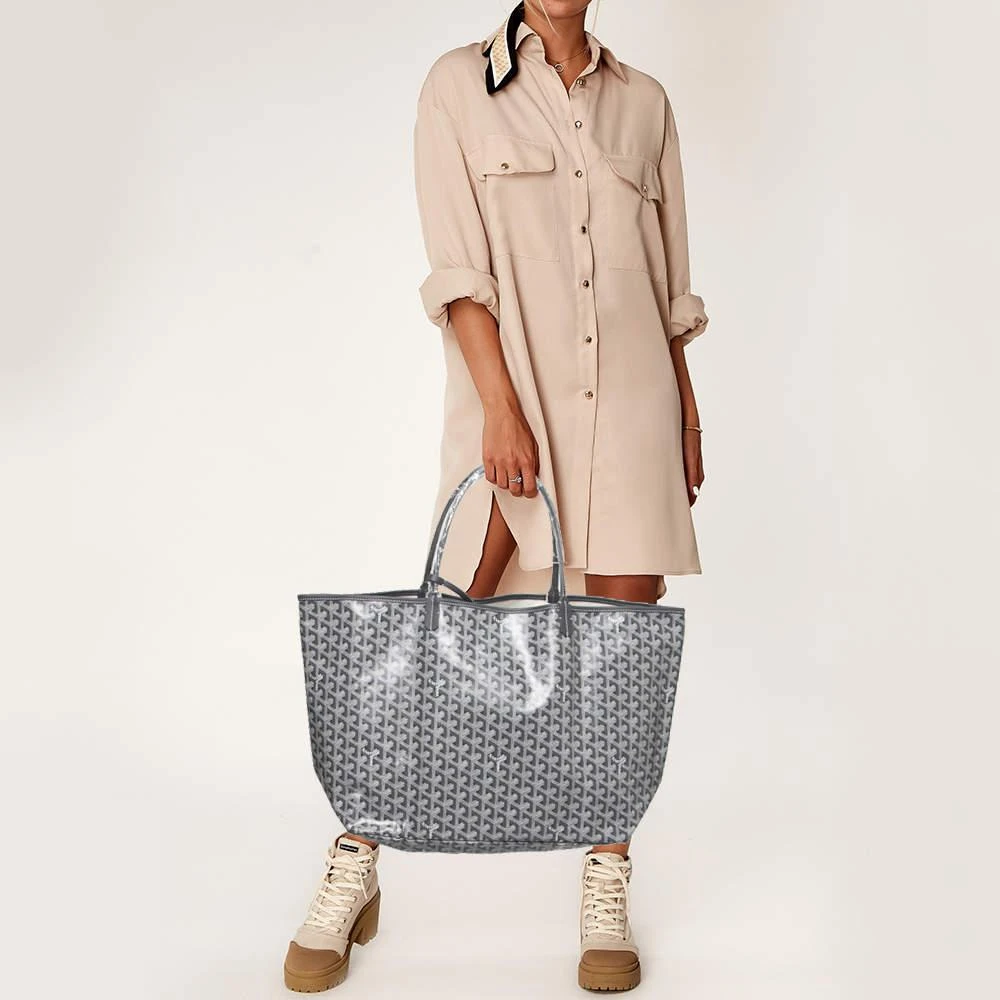 商品Goyard|Goyard Grey Goyardine Coated Canvas and Leather Saint Louis GM Tote,价格¥20248,第2张图片详细描述