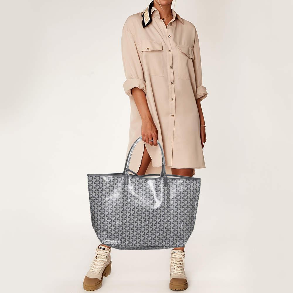 商品Goyard|Goyard Grey Goyardine Coated Canvas and Leather Saint Louis GM Tote,价格¥19694,第4张图片详细描述