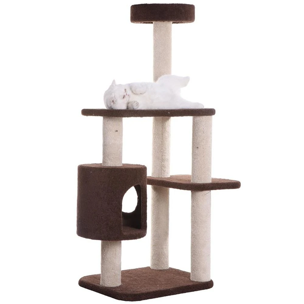 商品Macy's|3-Level Carpeted Real Wood Cat Tree Condo,价格¥2150,第1张图片