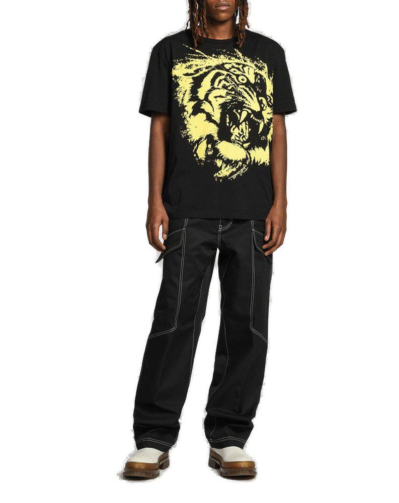 Just Cavalli Tiger Head Print Crewneck T-Shirt商品第1张图片规格展示