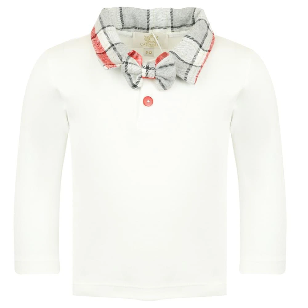 商品Caramelo Kids|Grey White & Red Check Short Dungaree Set & Bow Tie,价格¥161,第3张图片详细描述