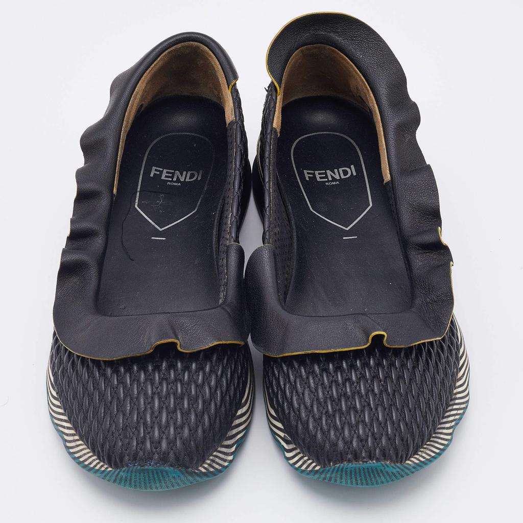 Fendi Black Leather Ruffle Slip On Sneakers Size 39.5商品第3张图片规格展示