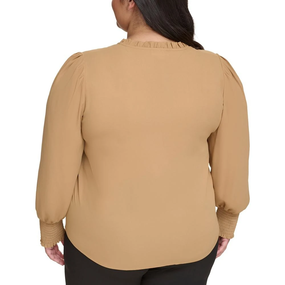 商品Calvin Klein|Plus Size Long-Sleeve V-Neck Pullover Top,价格¥392,第2张图片详细描述