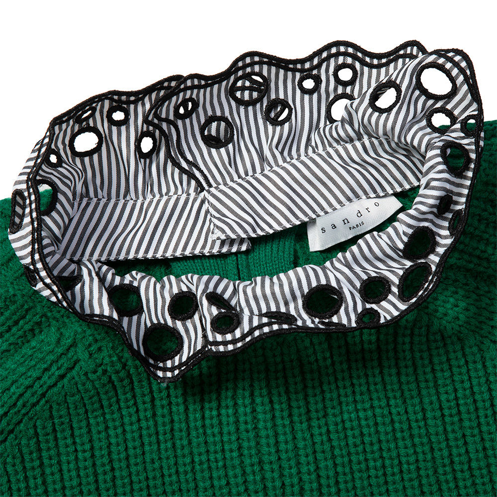SANDRO 女士绿色针织毛衣 R130086P-MULTI商品第4张图片规格展示