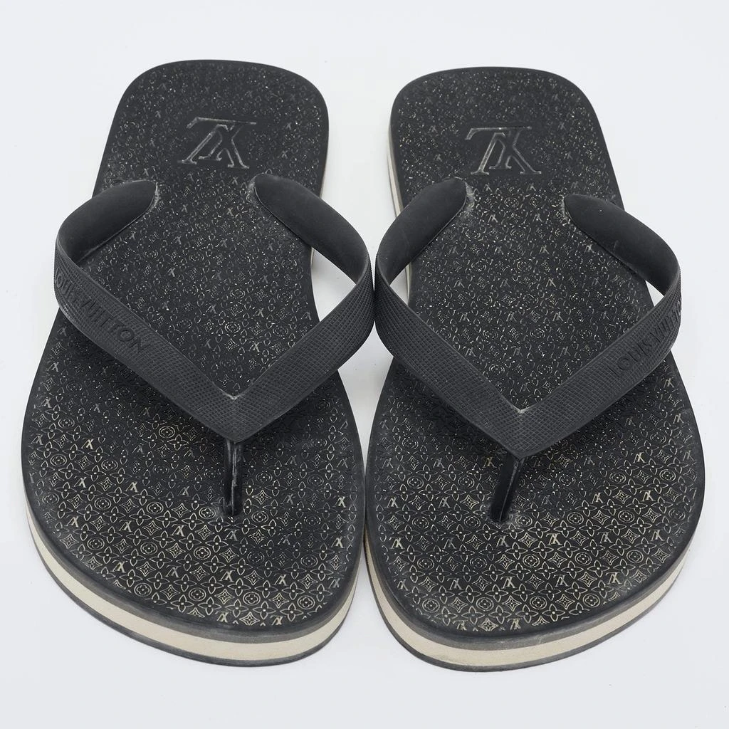 商品[二手商品] Louis Vuitton|Louis Vuitton Black Rubber Thong Flat Sandals Size  40.5,价格¥1509,第3张图片详细描述