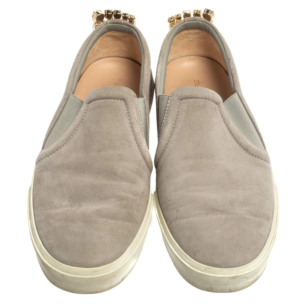 商品[二手商品] Stuart Weitzman|Stuart Weitzman Grey Suede Crystal Slip on Sneakers Size 38,价格¥985,第3张图片详细描述