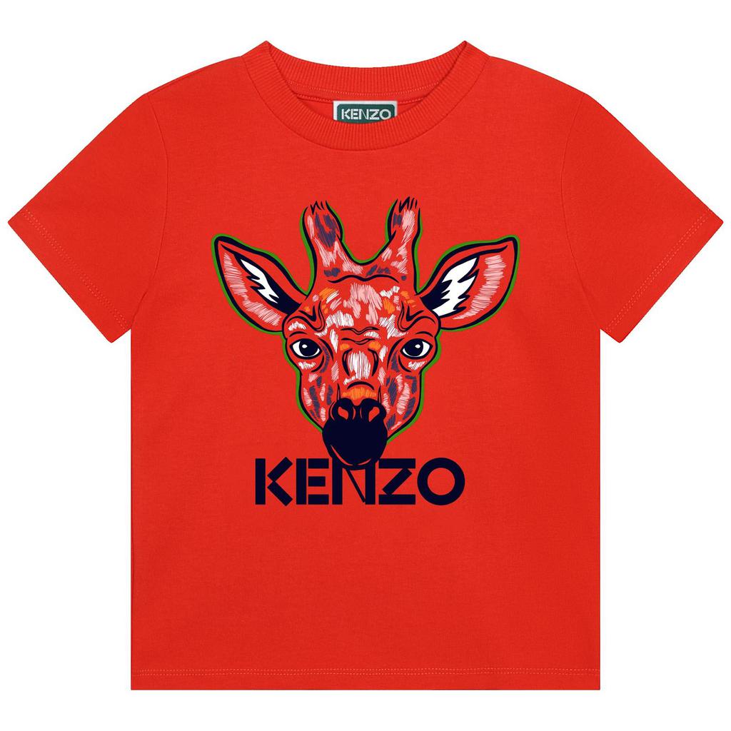 Kenzo Kids T-shirt Arancione Con Giraffa E Logo商品第1张图片规格展示