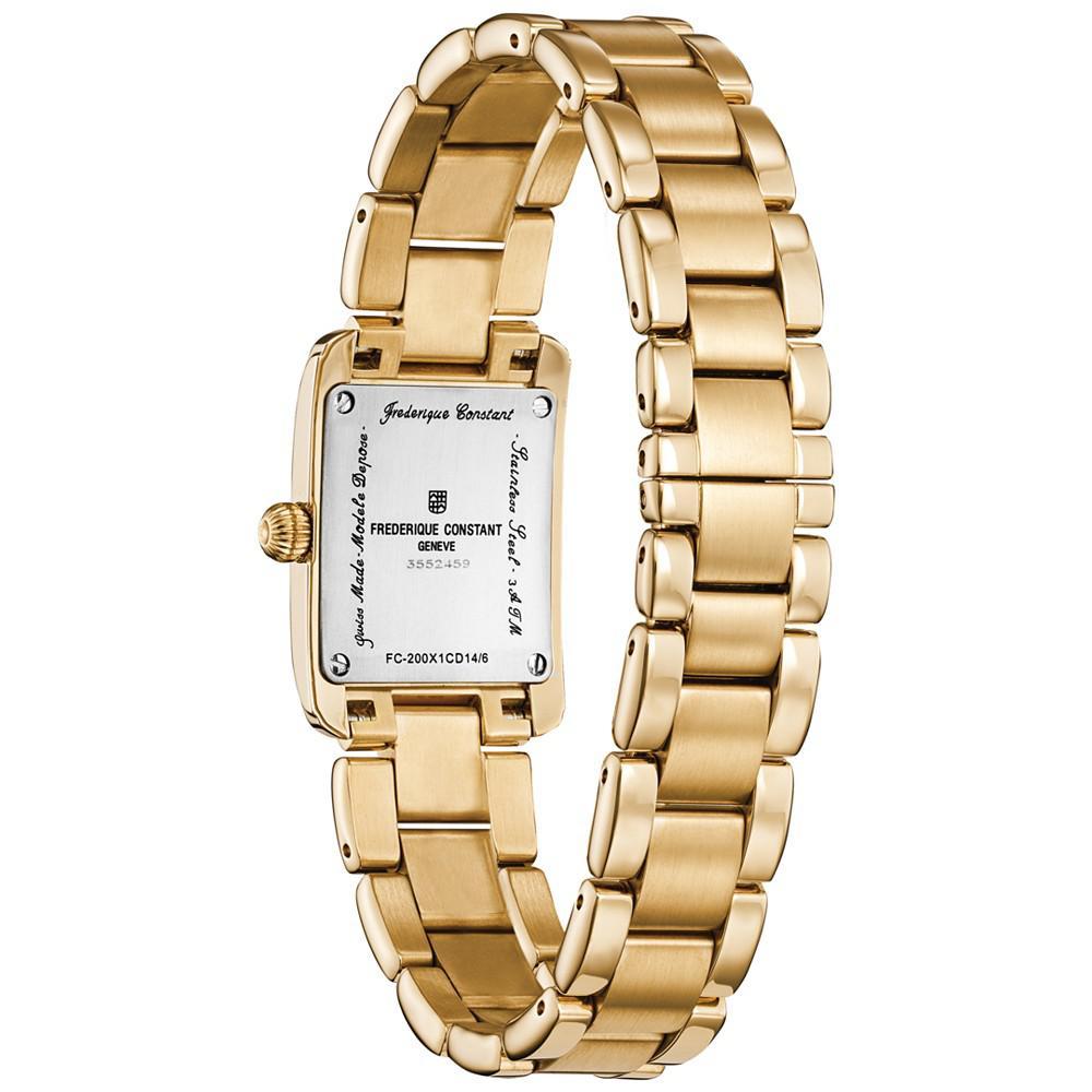 商品Frederique Constant|Women's Swiss Classic Carree Diamond (1/20 ct. t.w.) Gold-Tone Stainless Steel Bracelet Watch 23mm,价格¥10228,第5张图片详细描述