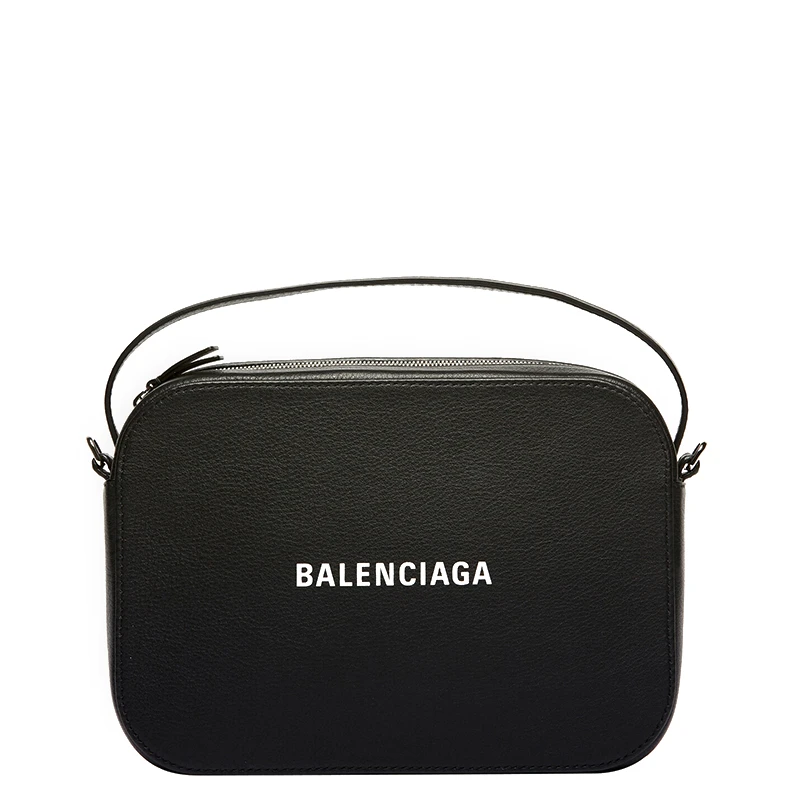 商品Balenciaga|Balenciaga/巴黎世家 新款 EVERYDAY系列 女士小号黑色天然粒面小牛皮徽标拉链单肩相机包608654DLQ4N1000,价格¥6979,第1张图片