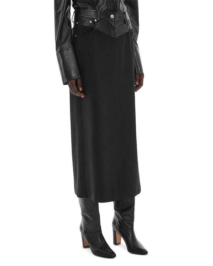 商品Helmut Lang|Garter Faux Leather Trim Midi Skirt,价格¥1112,第5张图片详细描述