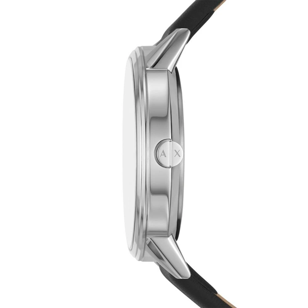 商品Armani Exchange|Men's Multifunction Black Leather Strap Watch,价格¥1130,第2张图片详细描述