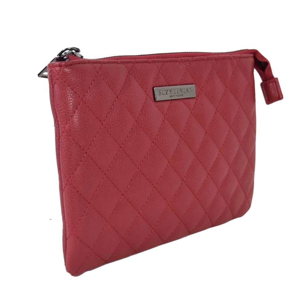 商品Suzy Levian|Suzy Levian Small Faux Leather Quilted Clutch Handbag,价格¥456,第1张图片