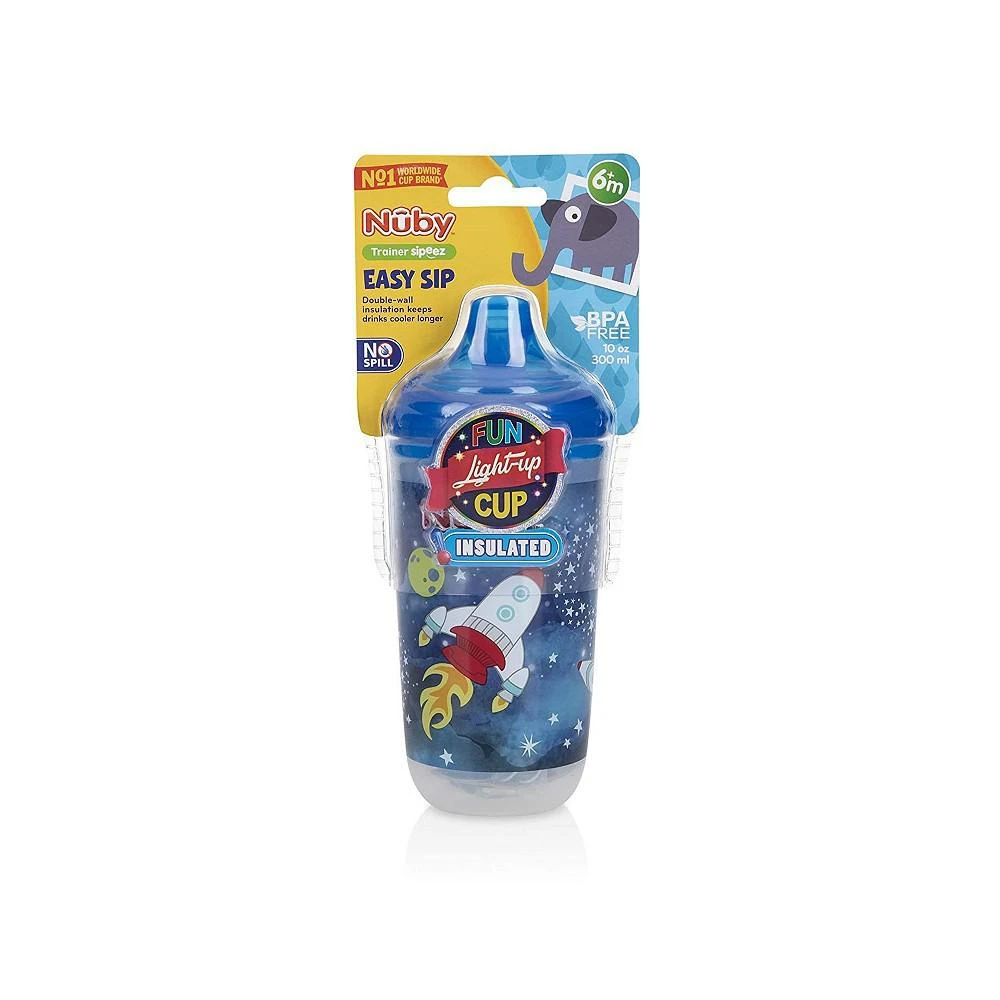 商品Nuby|Insulated Light-Up Easy Sippy Cup, Blue Space, 10 Oz,价格¥121,第1张图片