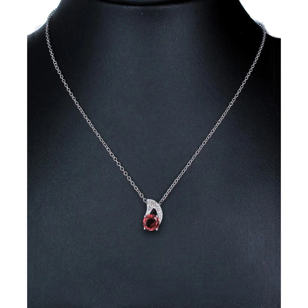 商品Vir Jewels|1/2 cttw Pendant Necklace, Garnet Pendant Necklace for Women in .925 Sterling Silver with Rhodium, 18 Inch Chain, Prong Setting,价格¥324,第4张图片详细描述