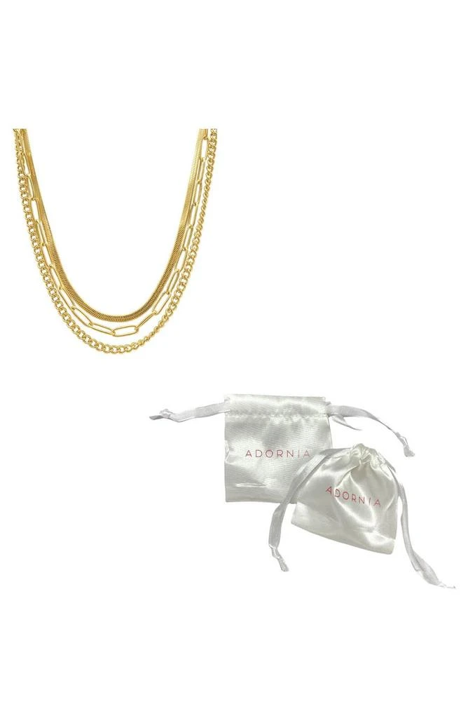 商品ADORNIA|Water Resistant 14K Yellow Gold Paperclip, Curb, & Snake Chain Necklace Set,价格¥150,第2张图片详细描述