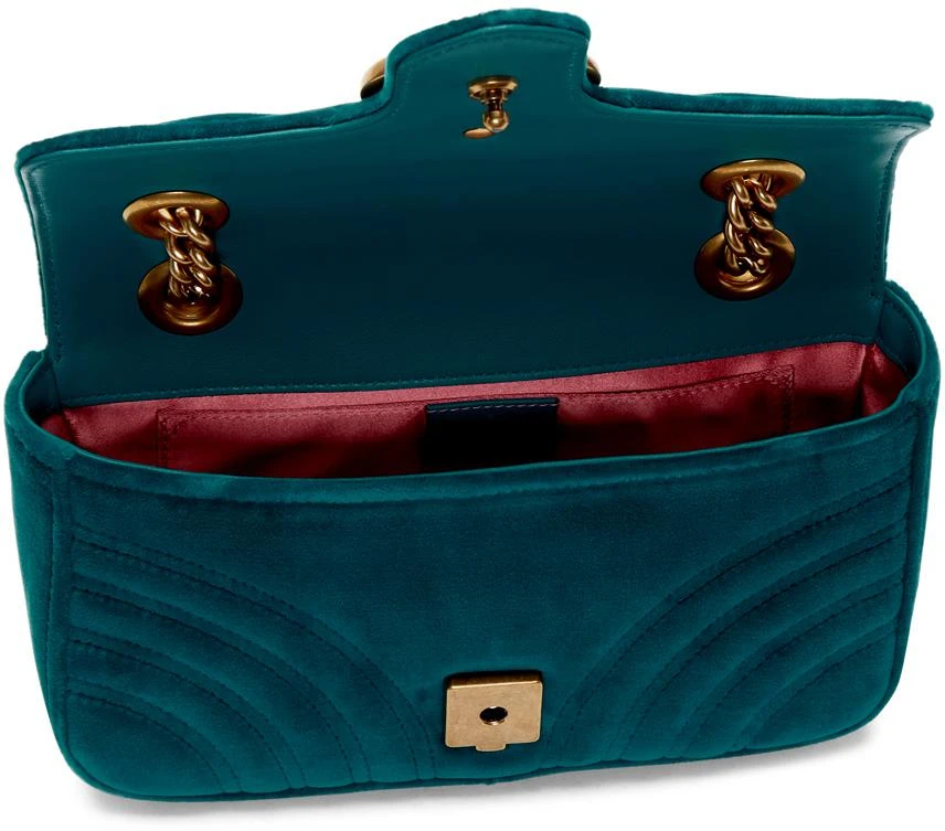 商品Gucci|Blue Mini Velvet Marmont 2.0 Bag,价格¥12424,第5张图片详细描述