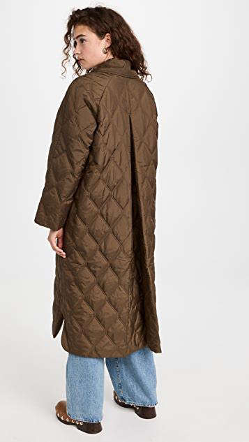 厚织尼龙布料绗缝大衣商品第2张图片规格展示
