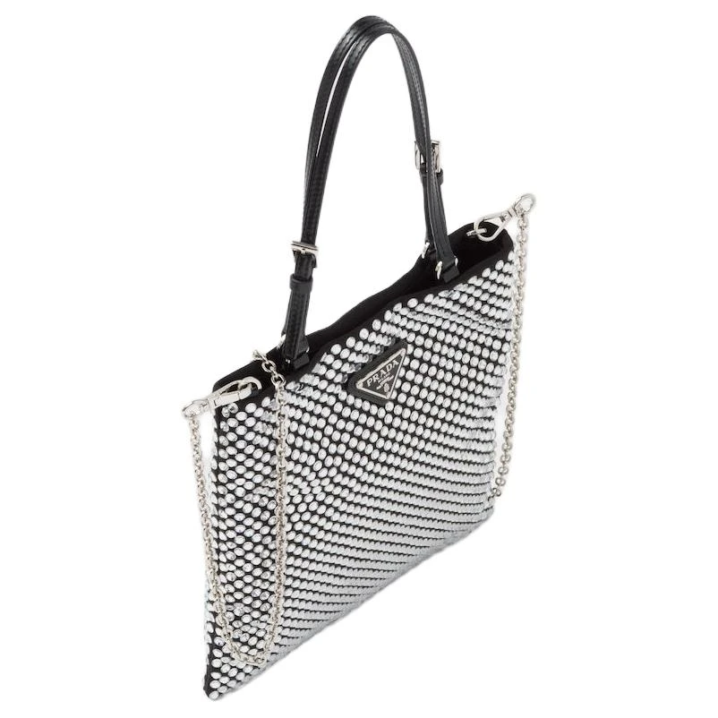 商品[国内直发] Prada|普拉达 水钻装饰 尼龙 手袋手提包 女款 银色,价格¥11517,第3张图片详细描述