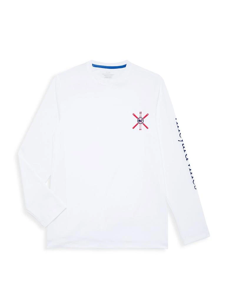 商品Vineyard Vines|Little Boy's &amp; Boy's Ski Flag Long-Sleeve Harbor Performance T-Shirt,价格¥192,第1张图片