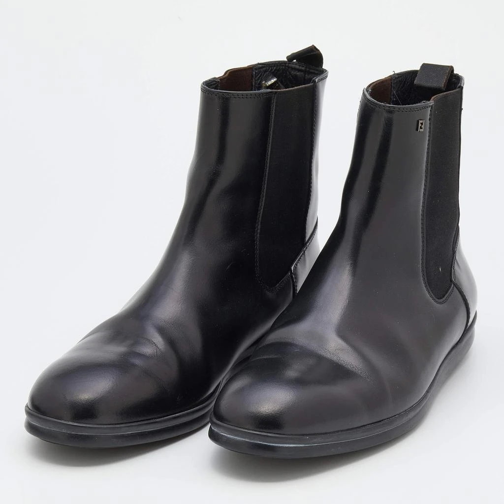 商品[二手商品] Fendi|Fendi Black Leather FF Chelsea Boots Size 41.5,价格¥2279,第2张图片详细描述