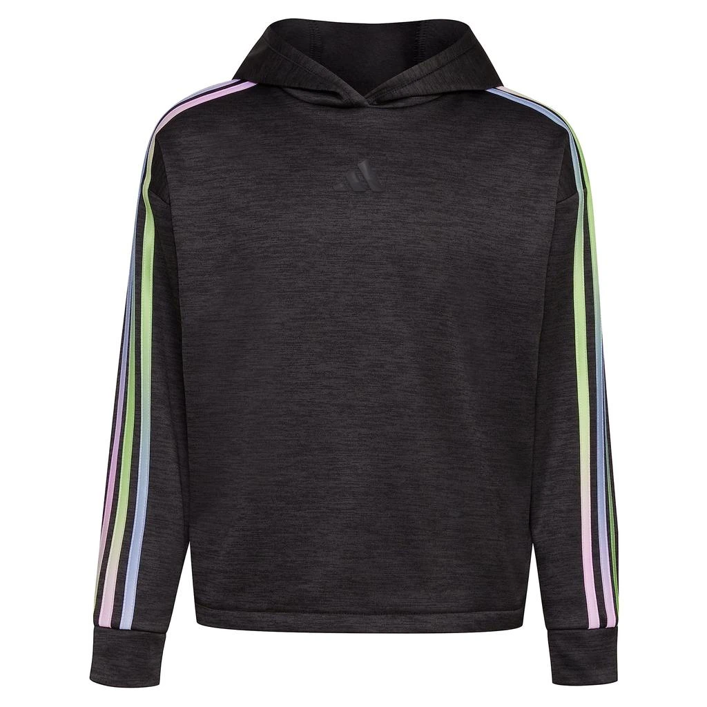 商品Adidas|3-Stripes Hooded Game&Go Poly Melange Fleece Pullover (Toddler/Little Kids),价格¥101,第1张图片