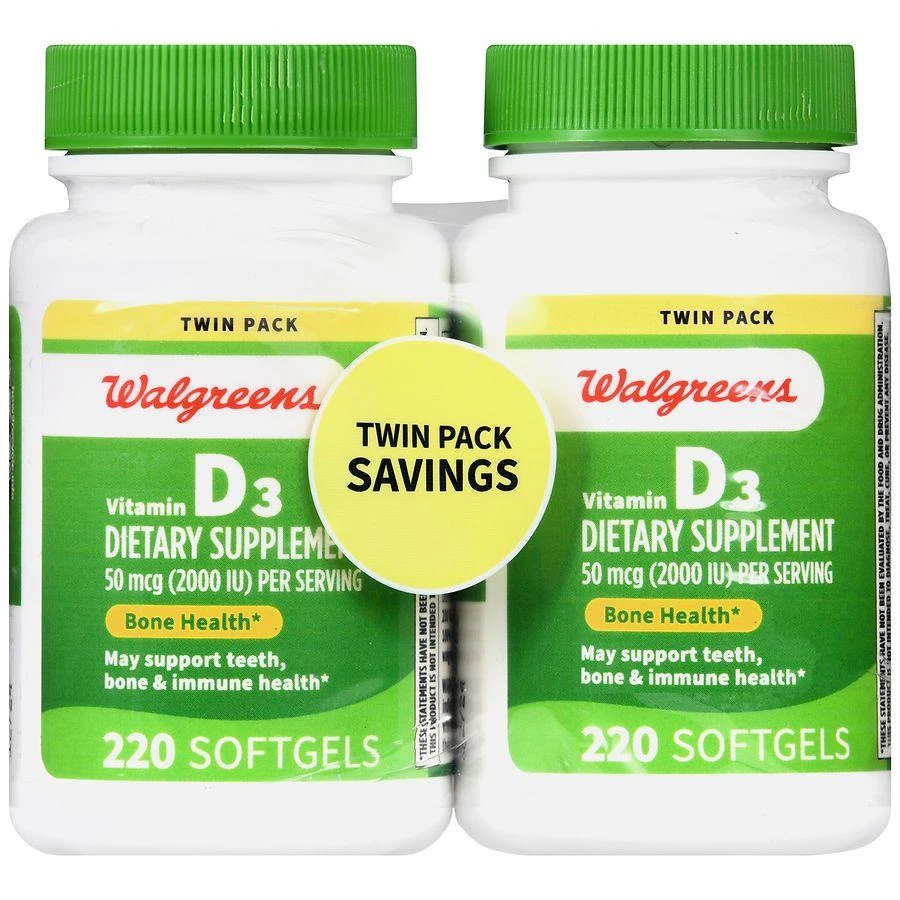 商品Walgreens|Vitamin D3 50 mcg Softgels (440 days),价格¥261,第2张图片详细描述