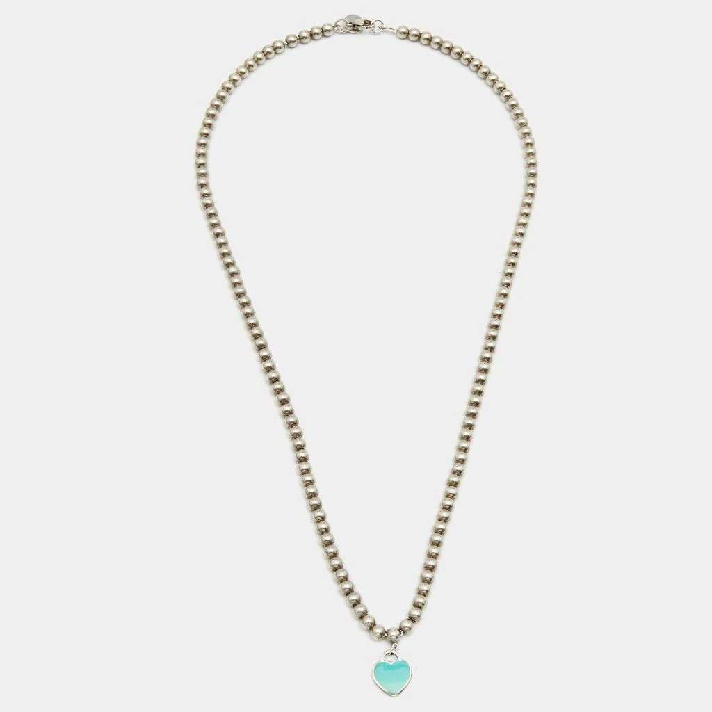 商品[二手商品] Tiffany & Co.|Tiffany & Co. Sterling Silver Return To Tiffany Blue Enamel Heart Tag Bead Necklace,价格¥2904,第2张图片详细描述