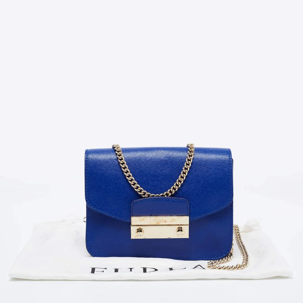 Furla Royal Blue Saffiano Leather Mini Metropolis Chain Shoulder Bag 商品