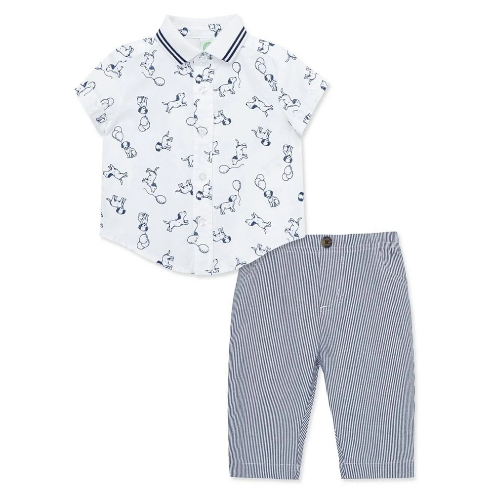 商品Little Me|Baby Boys Puppies Button Front Shirt and Pants Set,价格¥298,第1张图片