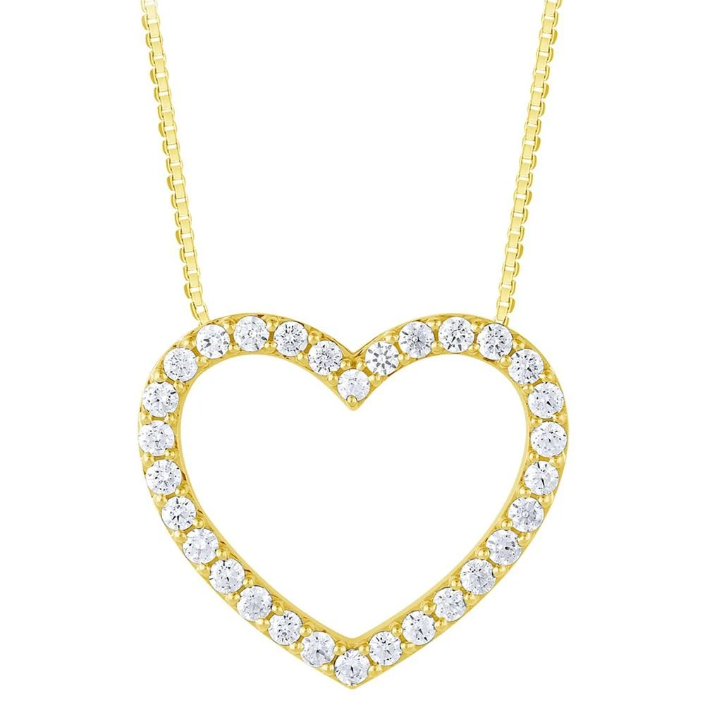 商品Macy's|Diamond Open Heart Pendant Necklace (1 ct. t.w.) in 14k Gold, 16" + 2" extender,价格¥16317,第1张图片