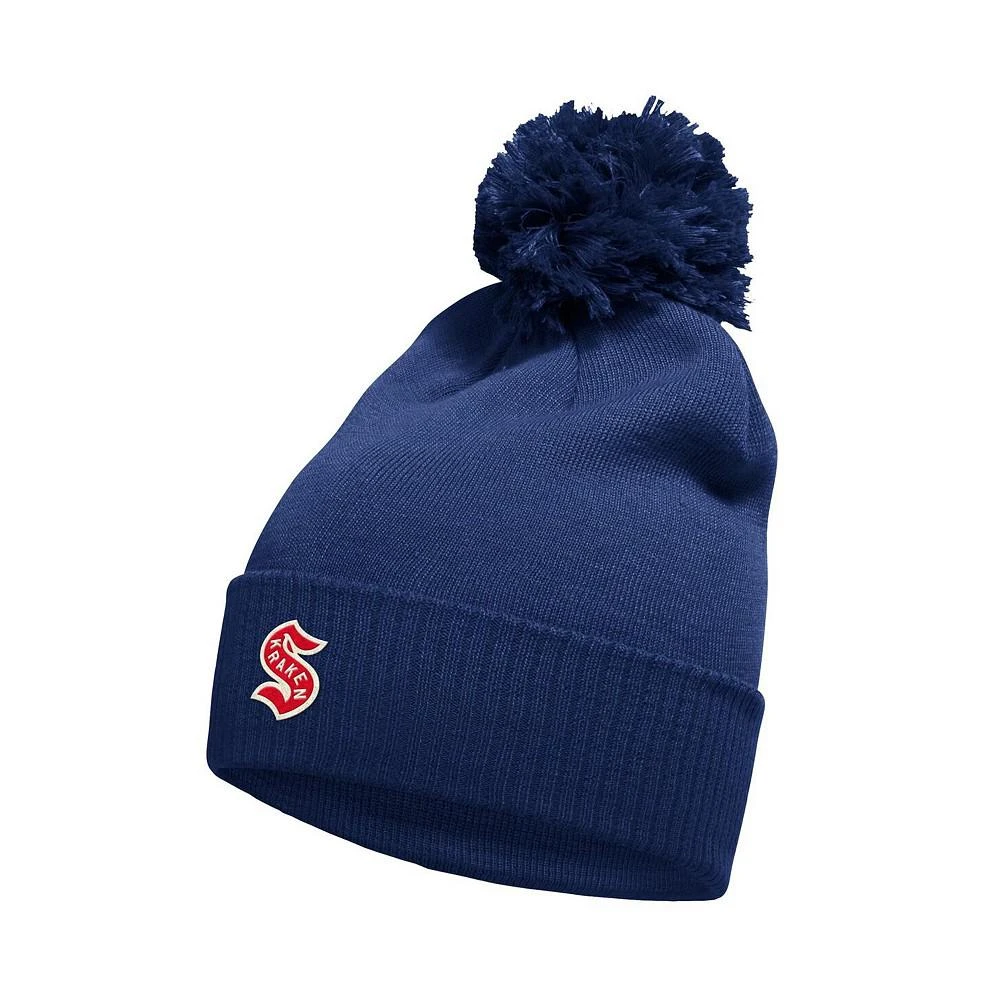 商品Adidas|Men's Seattle Kraken Deep Sea Blue 2024 NHL Winter Classic Cuffed Knit Hat with Pom,价格¥221,第1张图片