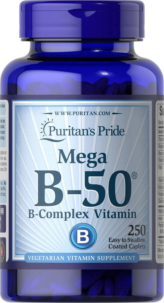 商品Puritan's Pride|Vitamin B-50® Complex 250 Caplets,价格¥399-¥797,第1张图片