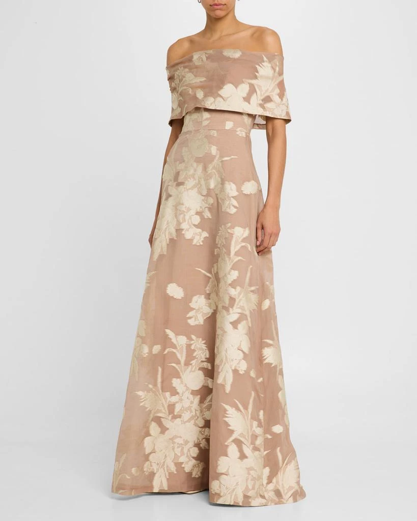 商品LELA ROSE|Deedie Floral Fil Coupe Off-The-Shoulder Gown,价格¥23047,第2张图片详细描述