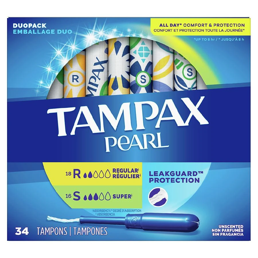 商品Tampax|Pearl Tampons, Multipack Unscented, Regular + Super Absorbency,价格¥86,第1张图片