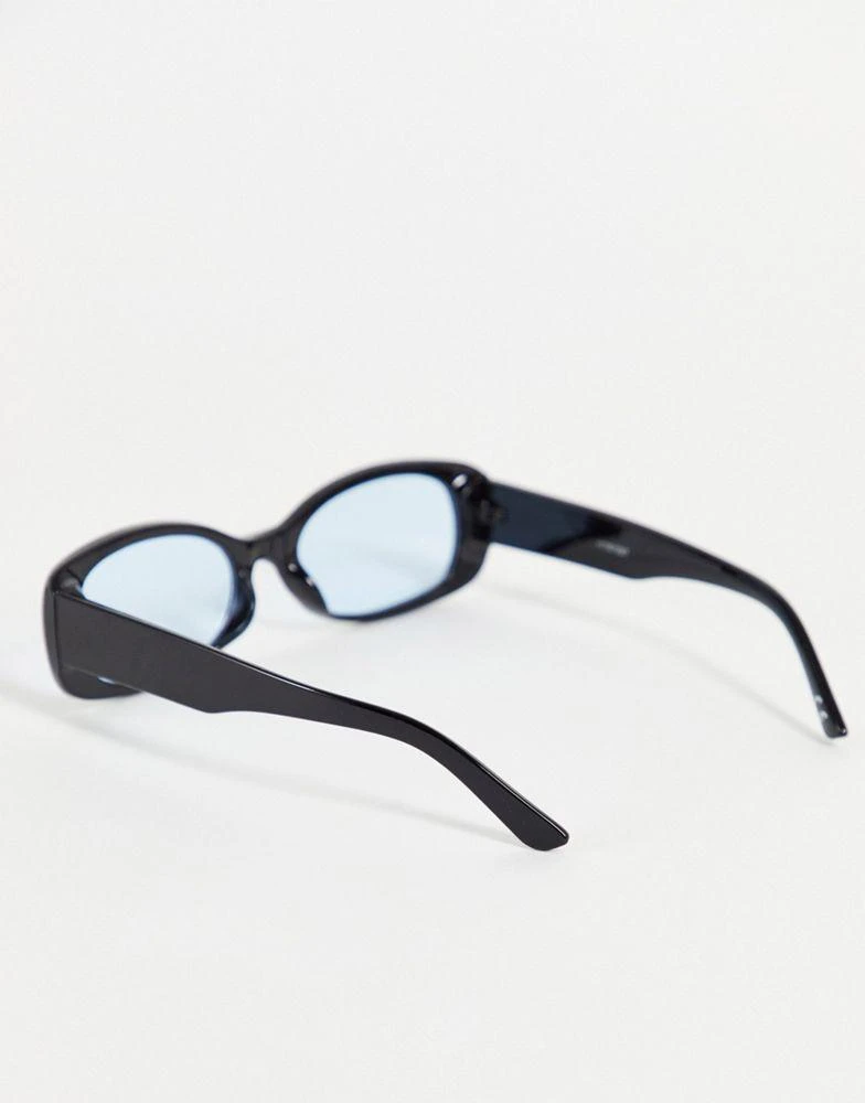 商品ASOS|ASOS DESIGN oval sunglasses in black with blue lens,价格¥37,第3张图片详细描述