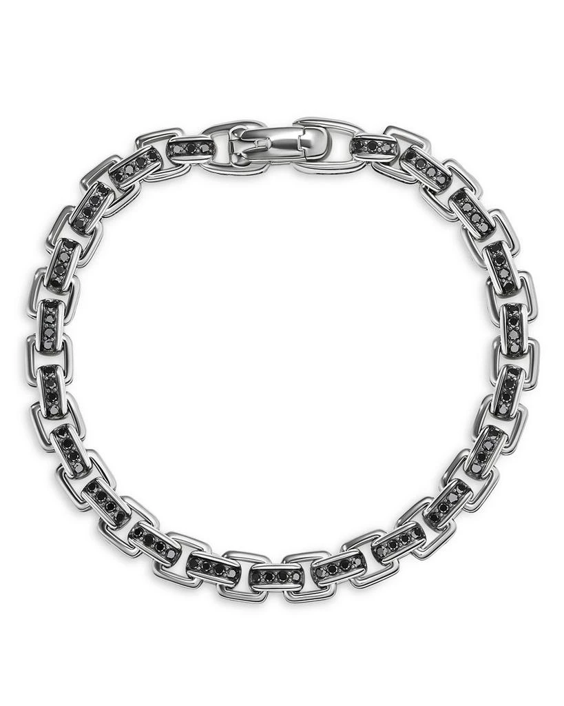 Men's Box Chain Bracelet in Sterling Silver with Black Diamonds, 7.3mm 商品