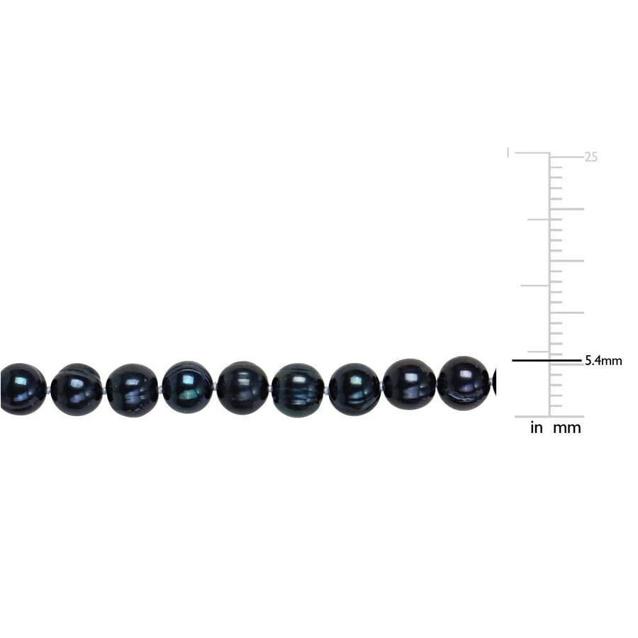 商品Amour|Men's 2-Piece Set 8-8.5mm Black Cultured Freshwater Pearl Necklace and Bracelet with Sterling Silver Clasps - 20in & 9in,价格¥1099,第3张图片详细描述