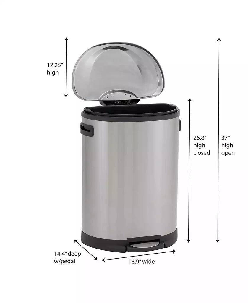 商品Household Essentials|Stainless Steel 50L Aspen Oval Step Trash Can,价格¥1364,第3张图片详细描述