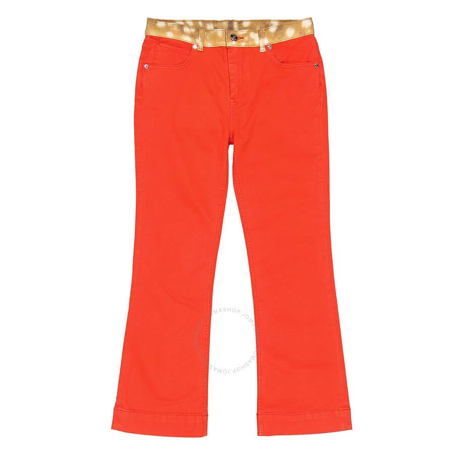 商品Burberry|Girls Bright Red Deer Fur Pattern Detail Flared Jeans,价格¥431,第1张图片