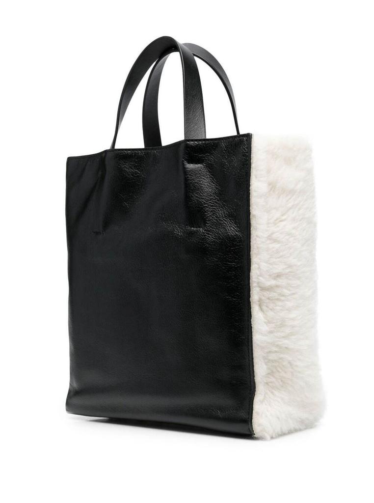 Museum  White and Black Wool Shopper  Bag with Logo Marni Woman商品第2张图片规格展示