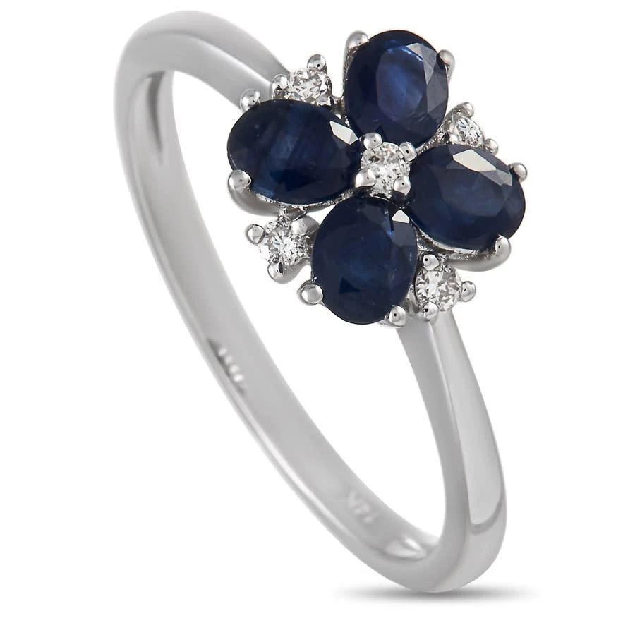 商品LB Exclusive|14K White Gold 0.08 ct Diamond and Sapphire Ring,价格¥3161,第1张图片