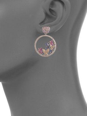 Luxe Crystal Butterfly Hoop Earrings商品第2张图片规格展示