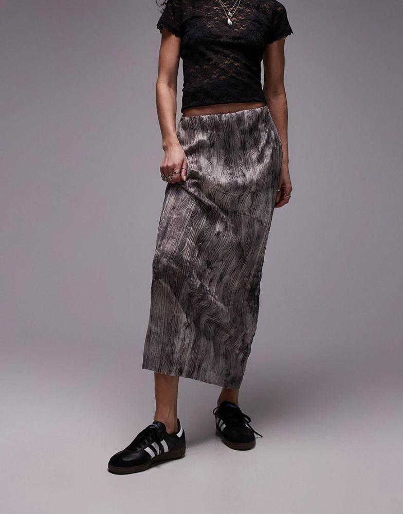 商品Topshop|Topshop plisse maxi skirt in grey non print,价格¥118,第4张图片详细描述