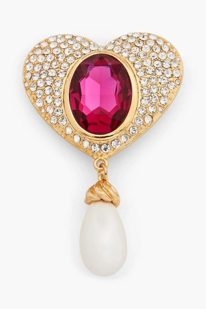 商品Kenneth Jay Lane|Gold-tone, crystal and faux pearl brooch,价格¥336,第1张图片
