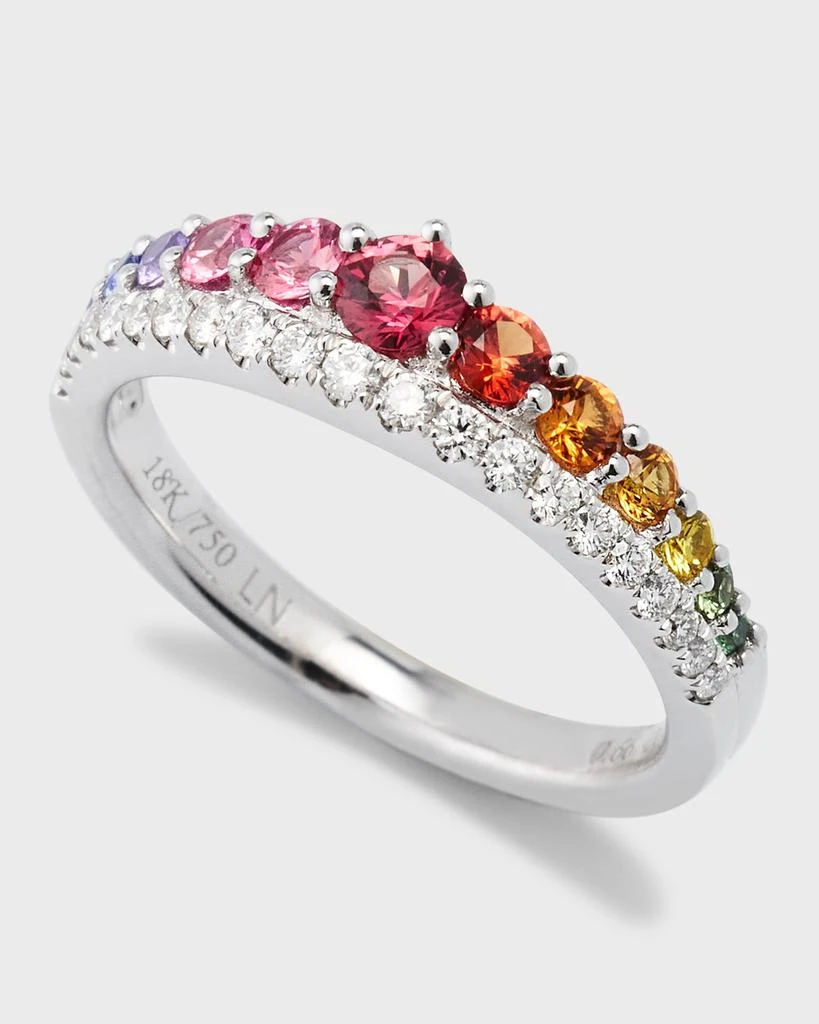 商品Lisa Nik|Rainbow 18K White Gold Double Chevron Sapphire and Diamond Band Ring, Size 6,价格¥19586,第3张图片详细描述